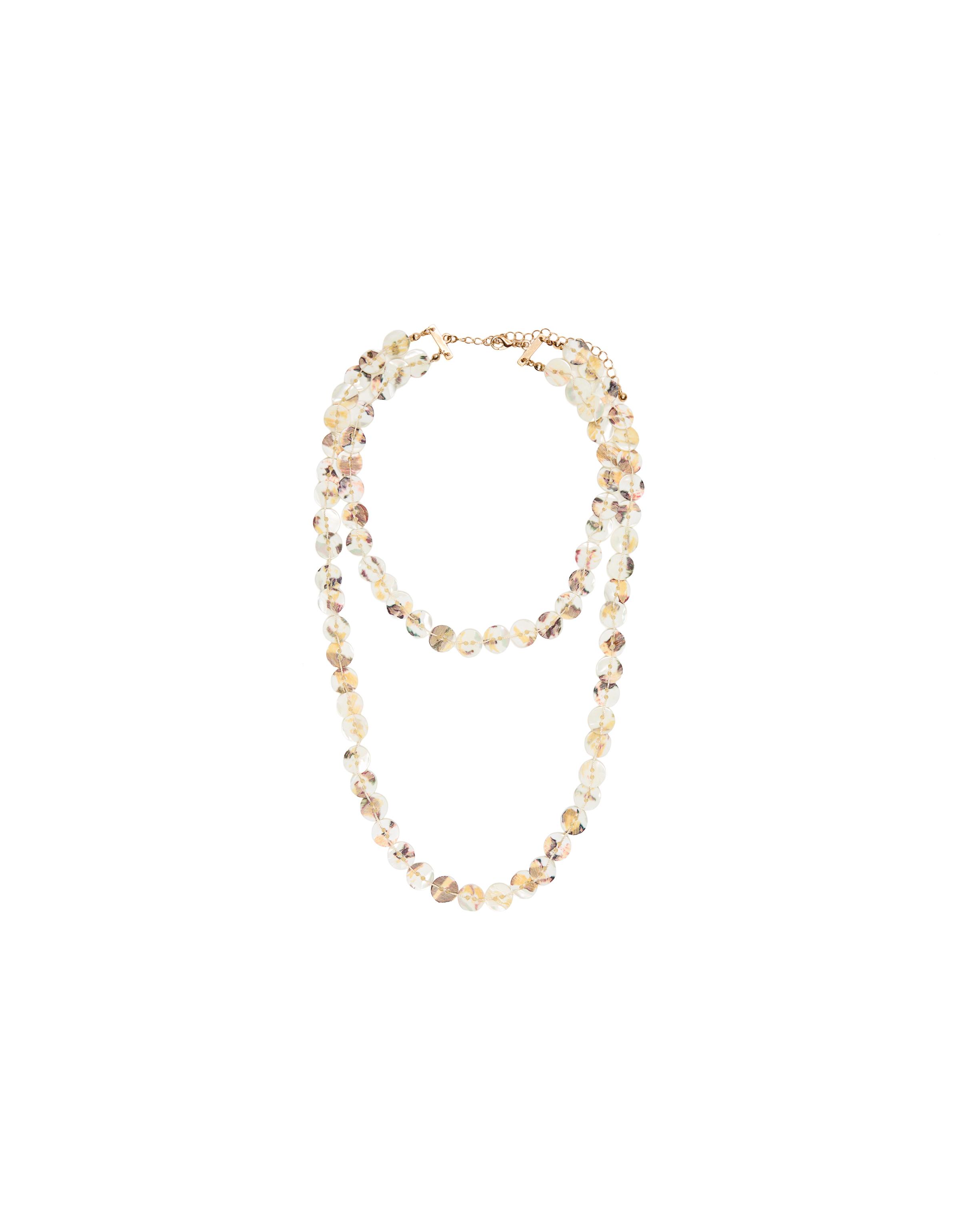 Mother-of-pearl button necklace — White
