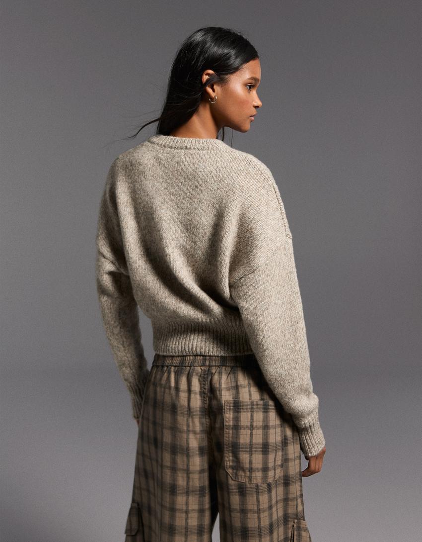 Fitted-waist jumper-Brown