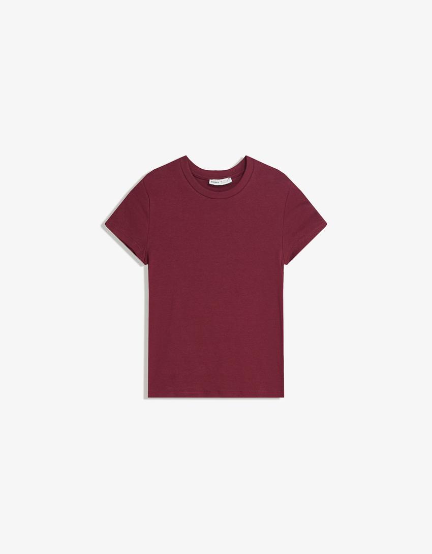 Short sleeve crew neck T-shirt-Burgundy
