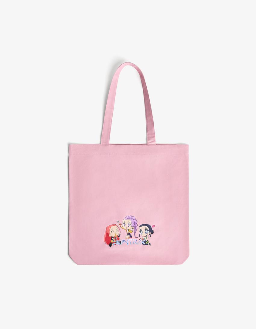 Bolsa shopper KPop Demon Hunters Huntr/x print-Rosa