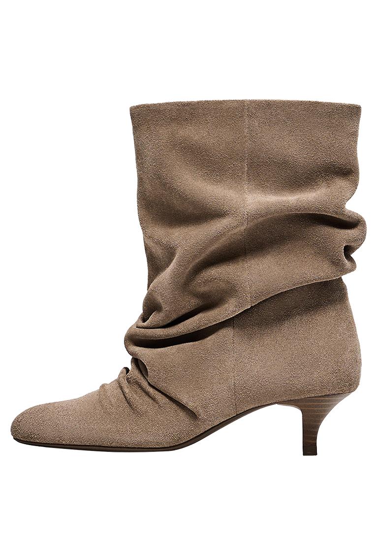 Leather high-heel boots — TAUPE