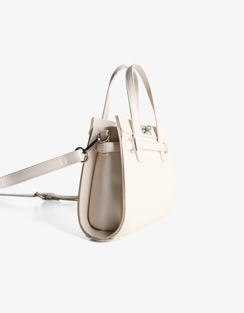 Teksturirana clutch torbica-Krem boja