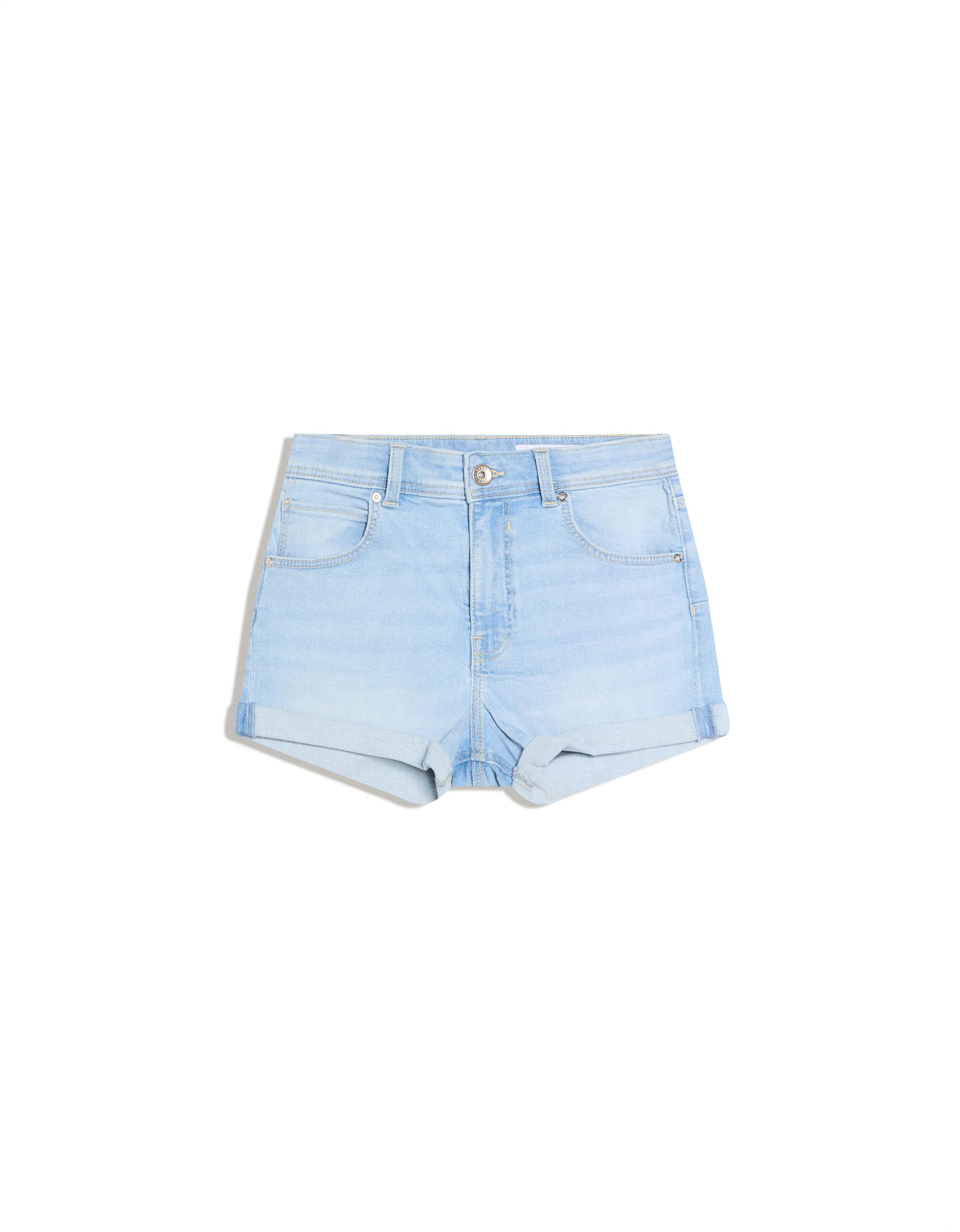 Roll-up denim shorts