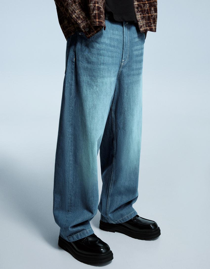 Jeans super baggy fit-Verde