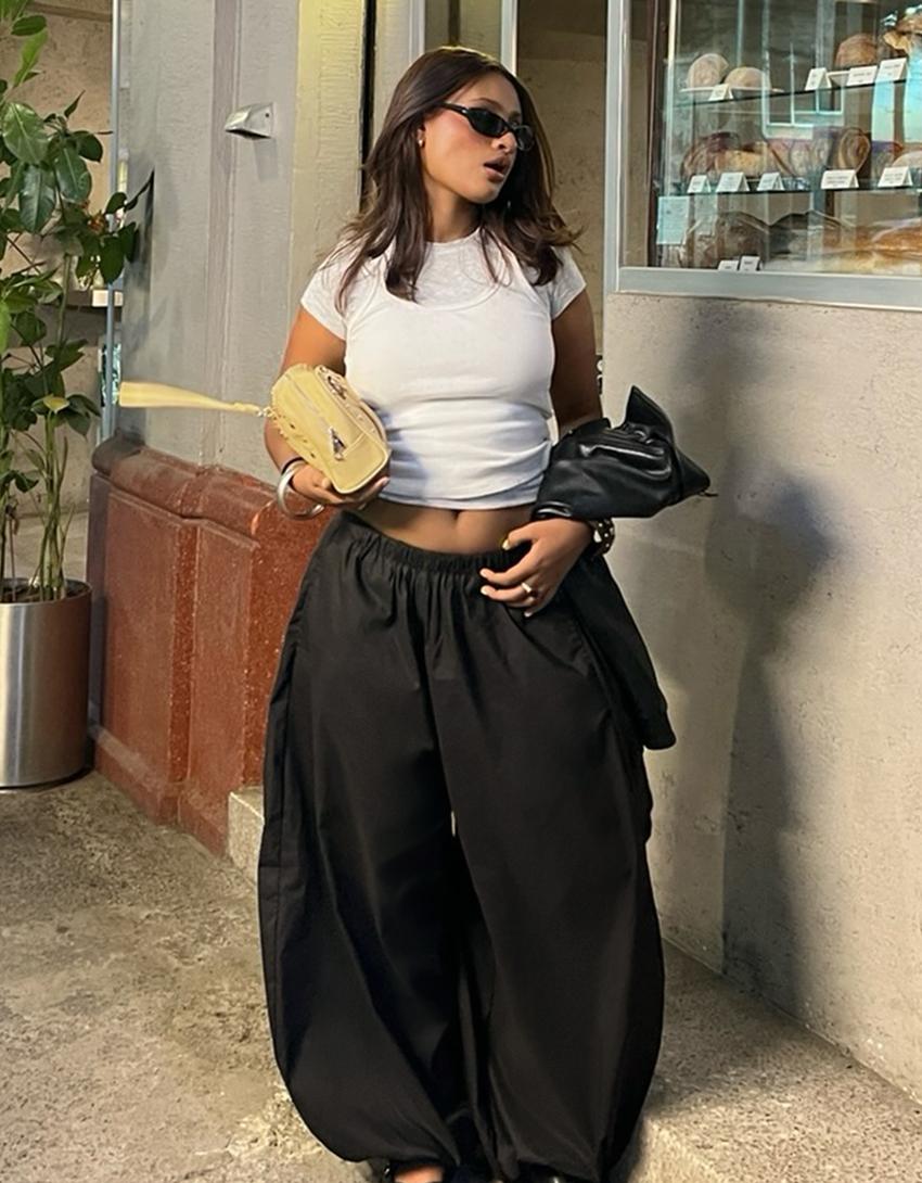 Pantalón bloomer popelín-Negro