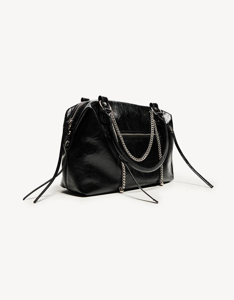 Leather effect bag with chain
