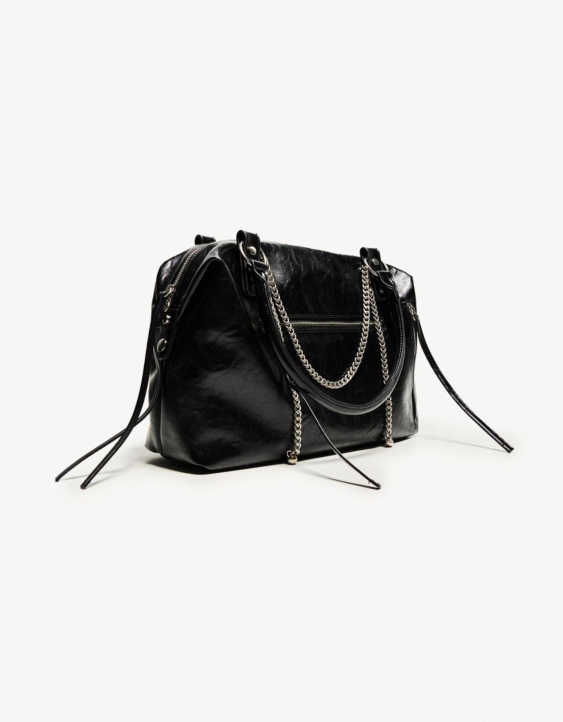 Leather effect bag with chain