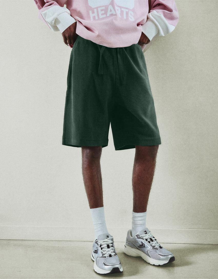 Twill Bermuda shorts-Green