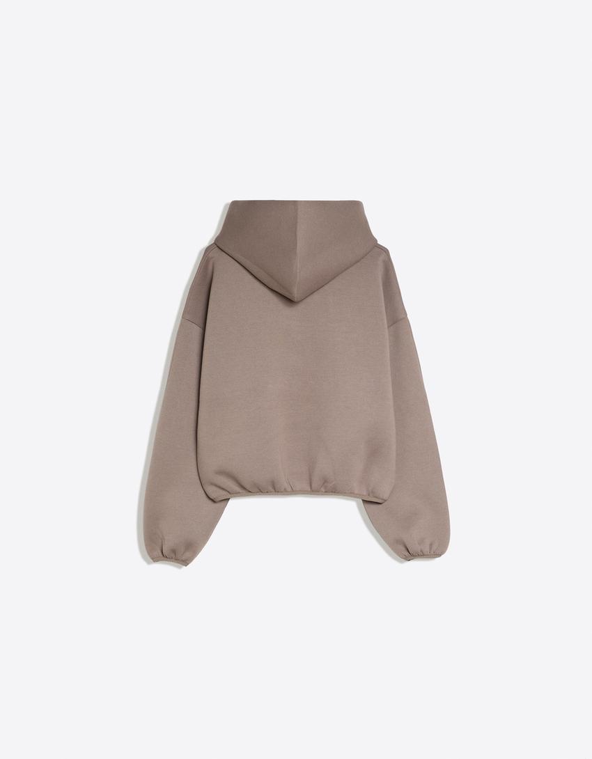 Scuba fabric hoodie-Sand
