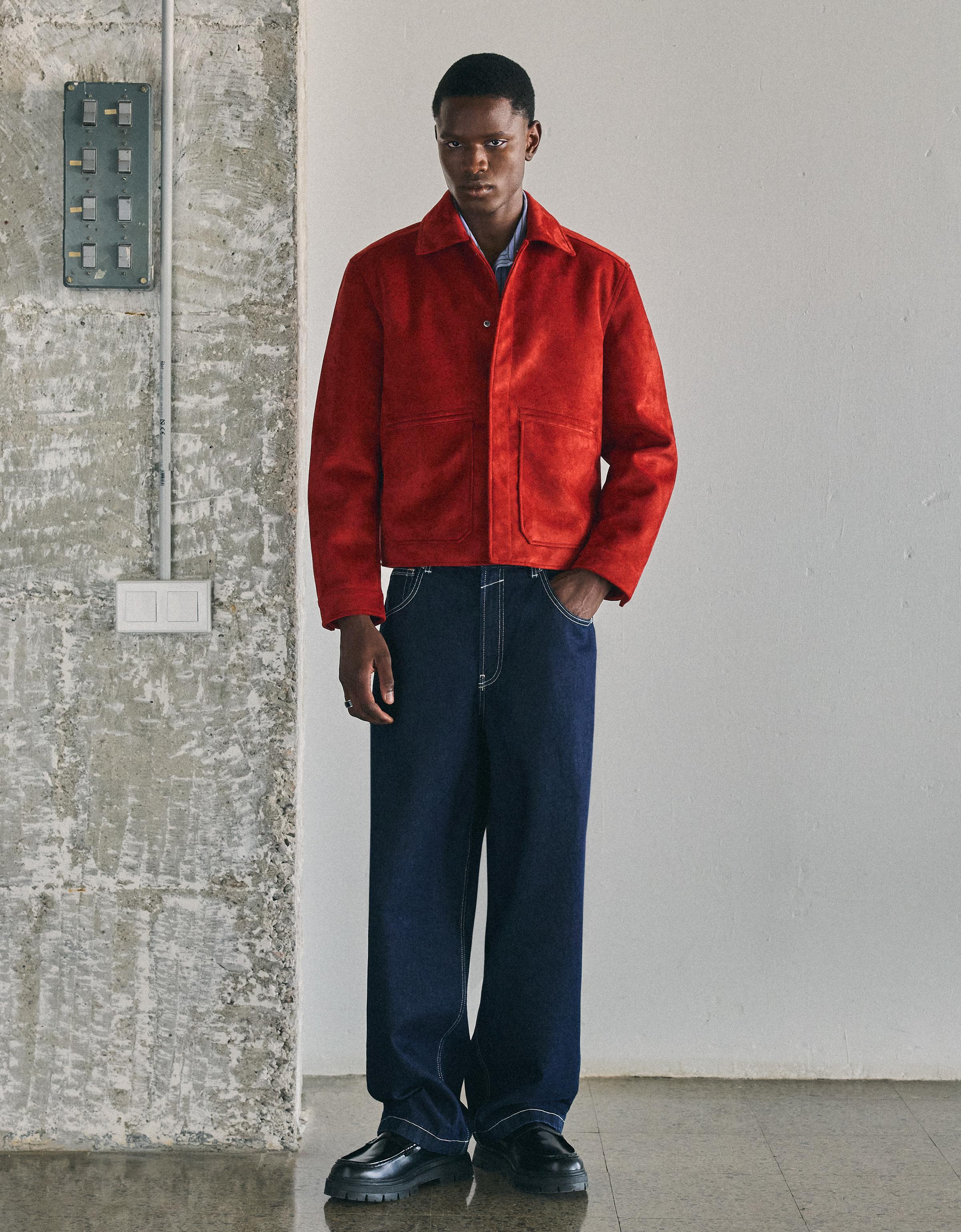 Faux suede jacket — Red