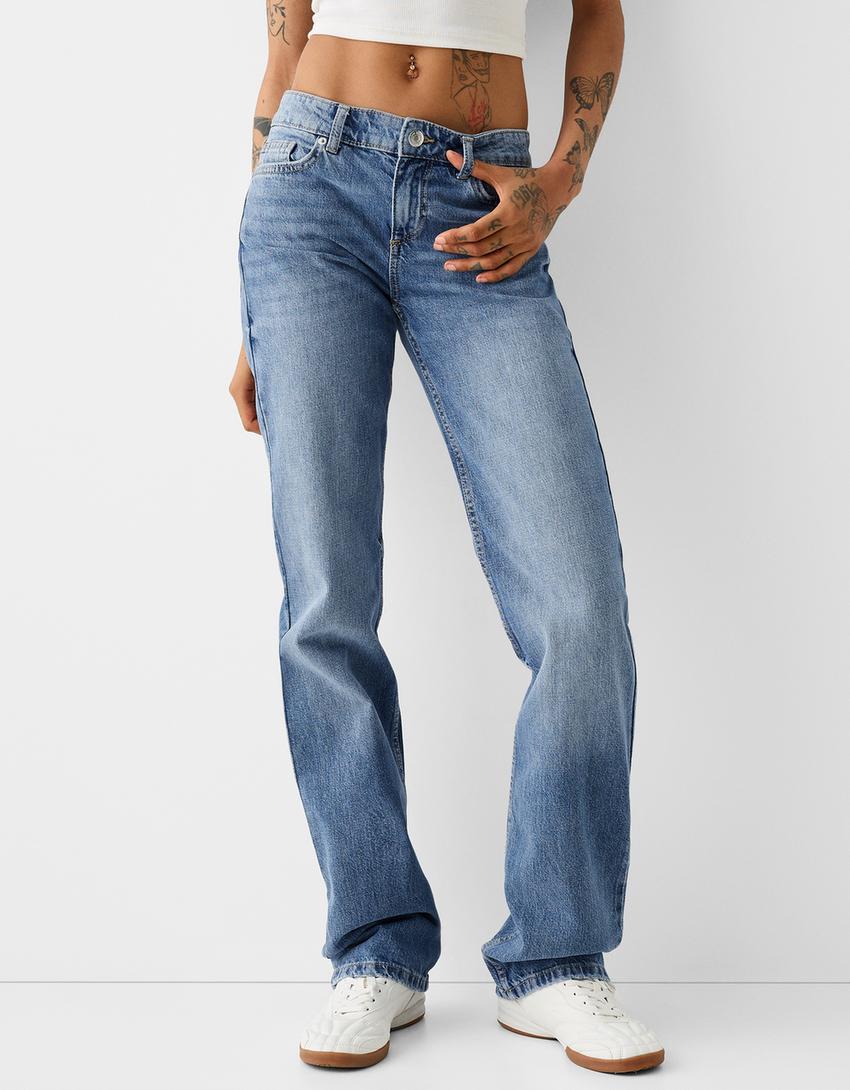 Jeans straight low waist-Azul lavado-1