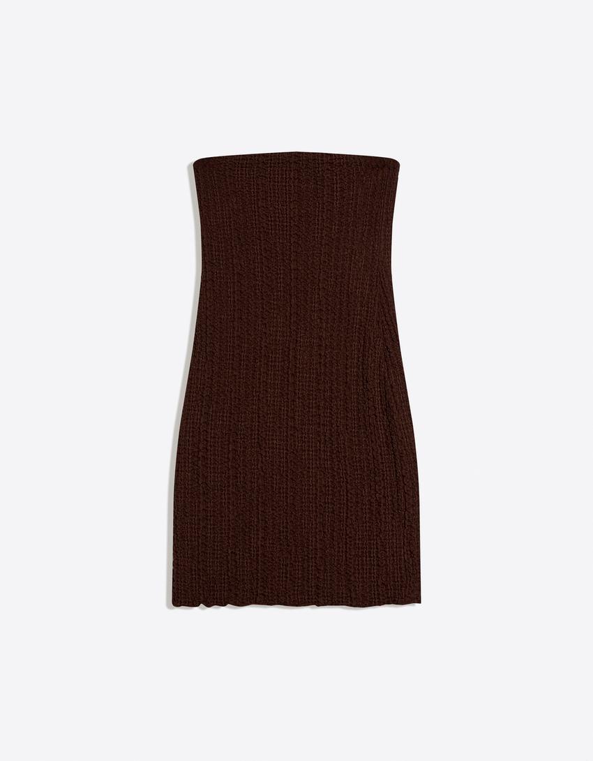 Rustikales Bandeau-Minikleid-Braun