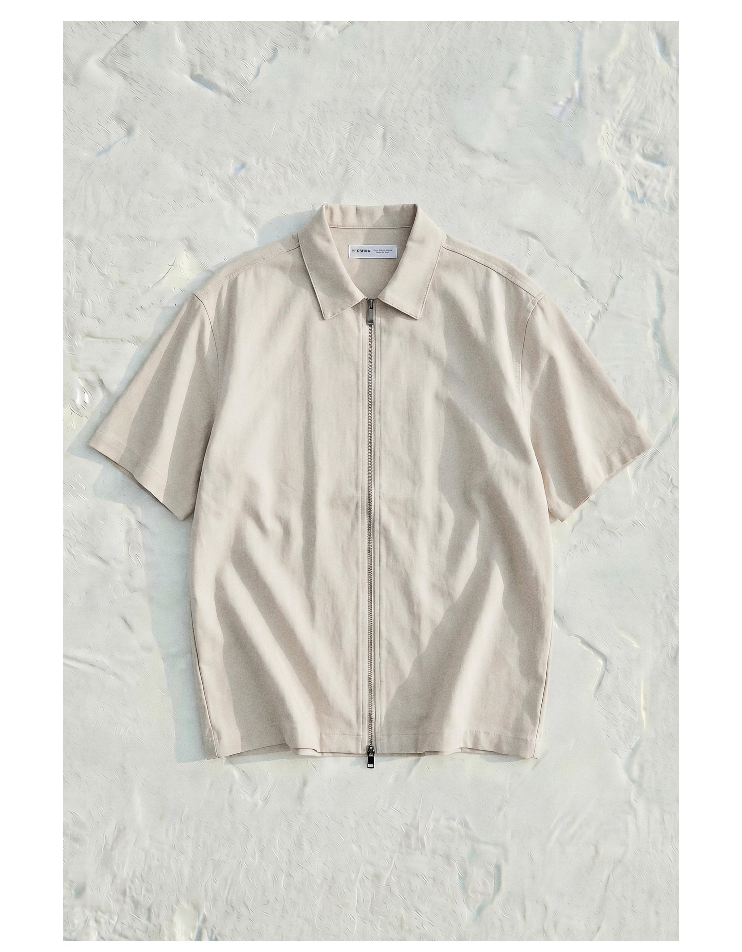 Fluid boxy short sleeve shirt — Stone
