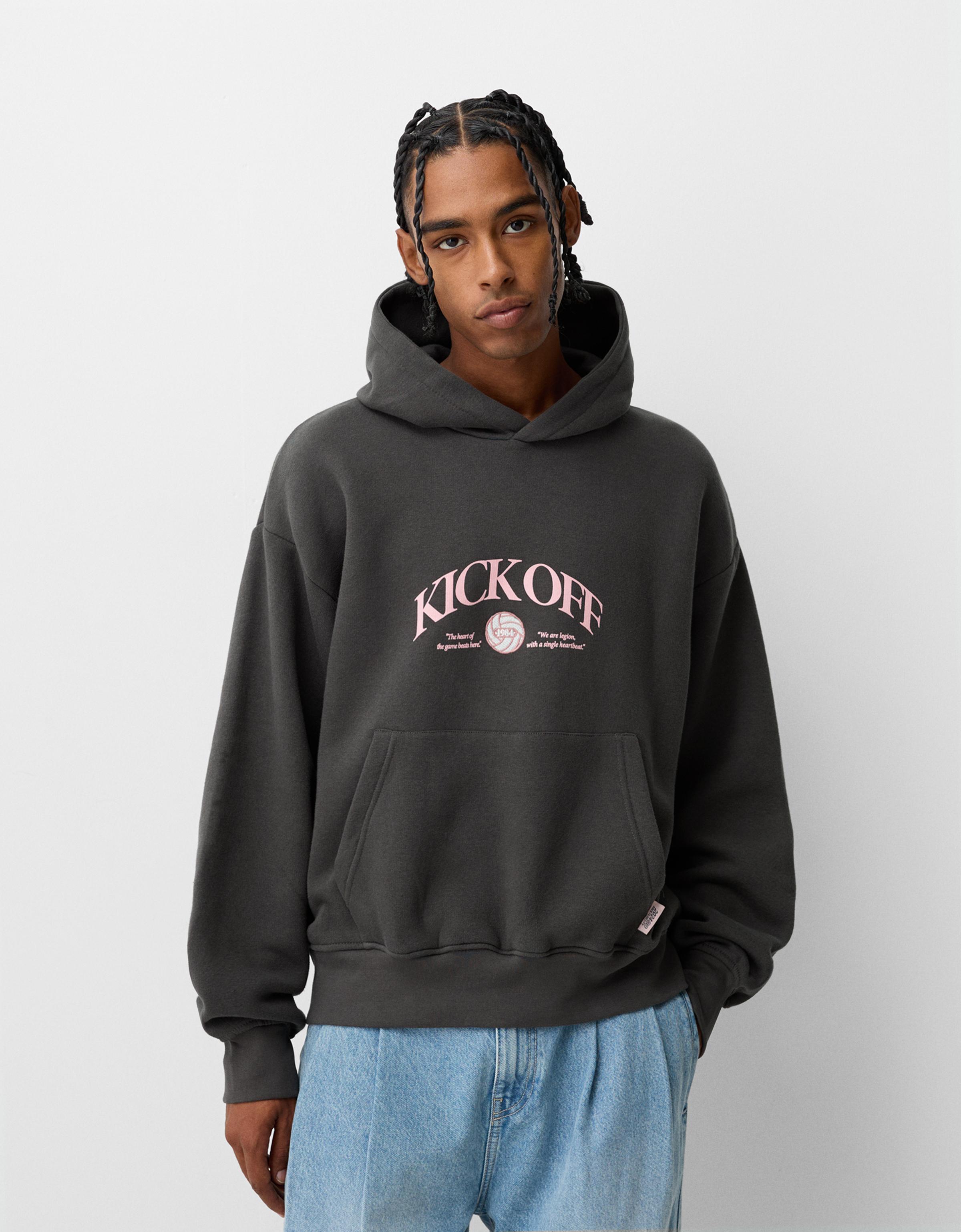 Printed boxy fit hoodie Sweatshirts and hoodies Men Bershka