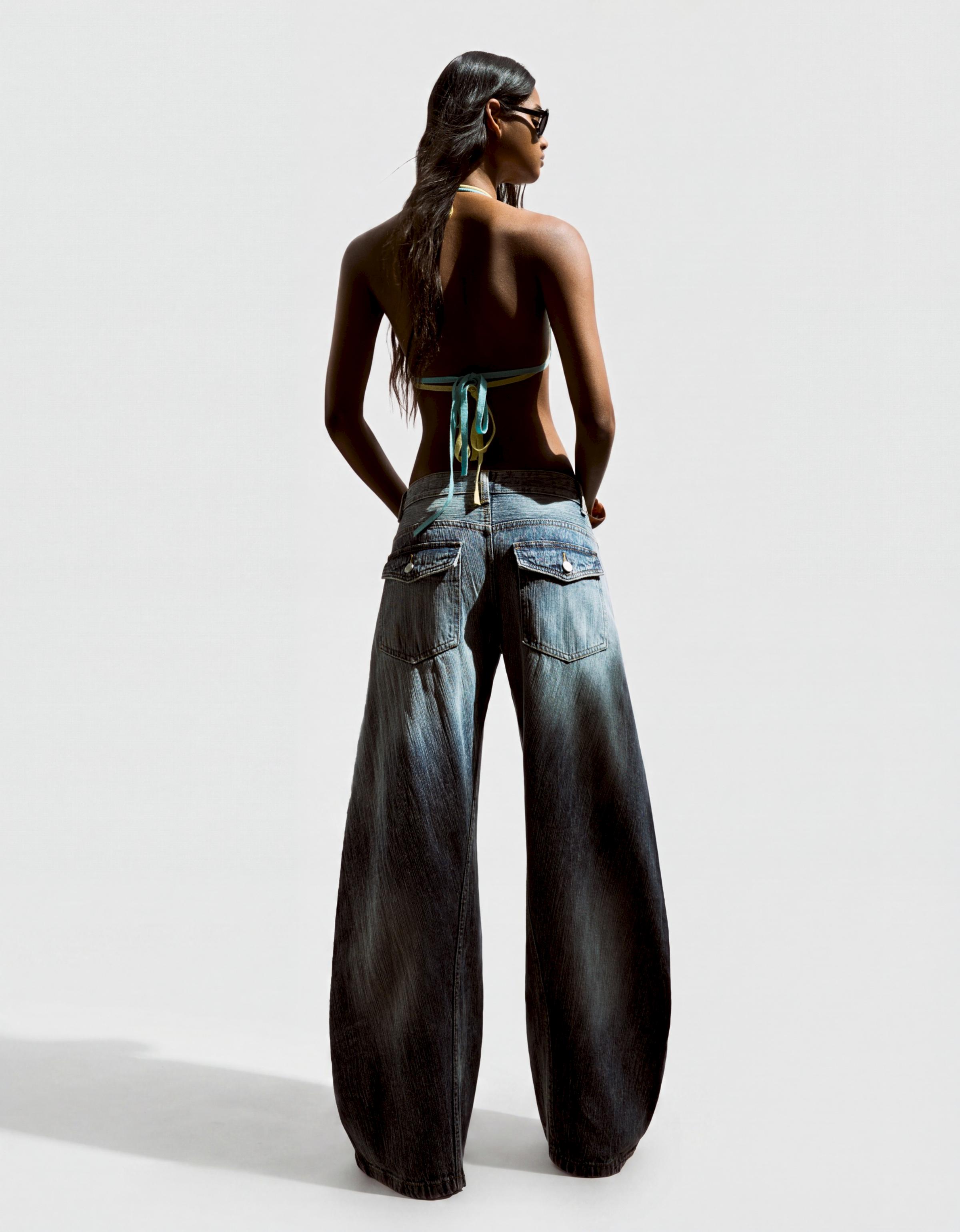 Low-rise barrel jeans — Light blue