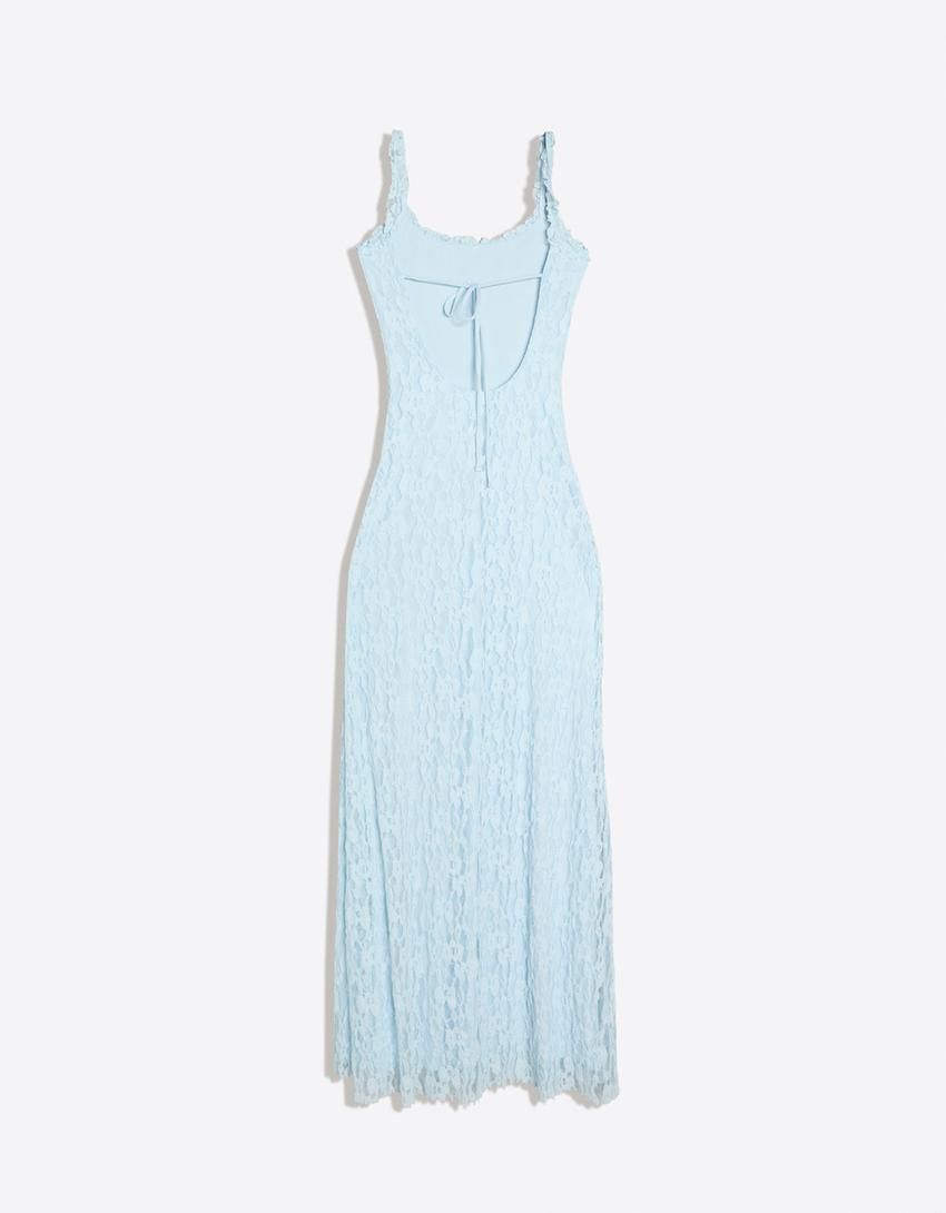 Midikleid aus Spitze-Hellblau