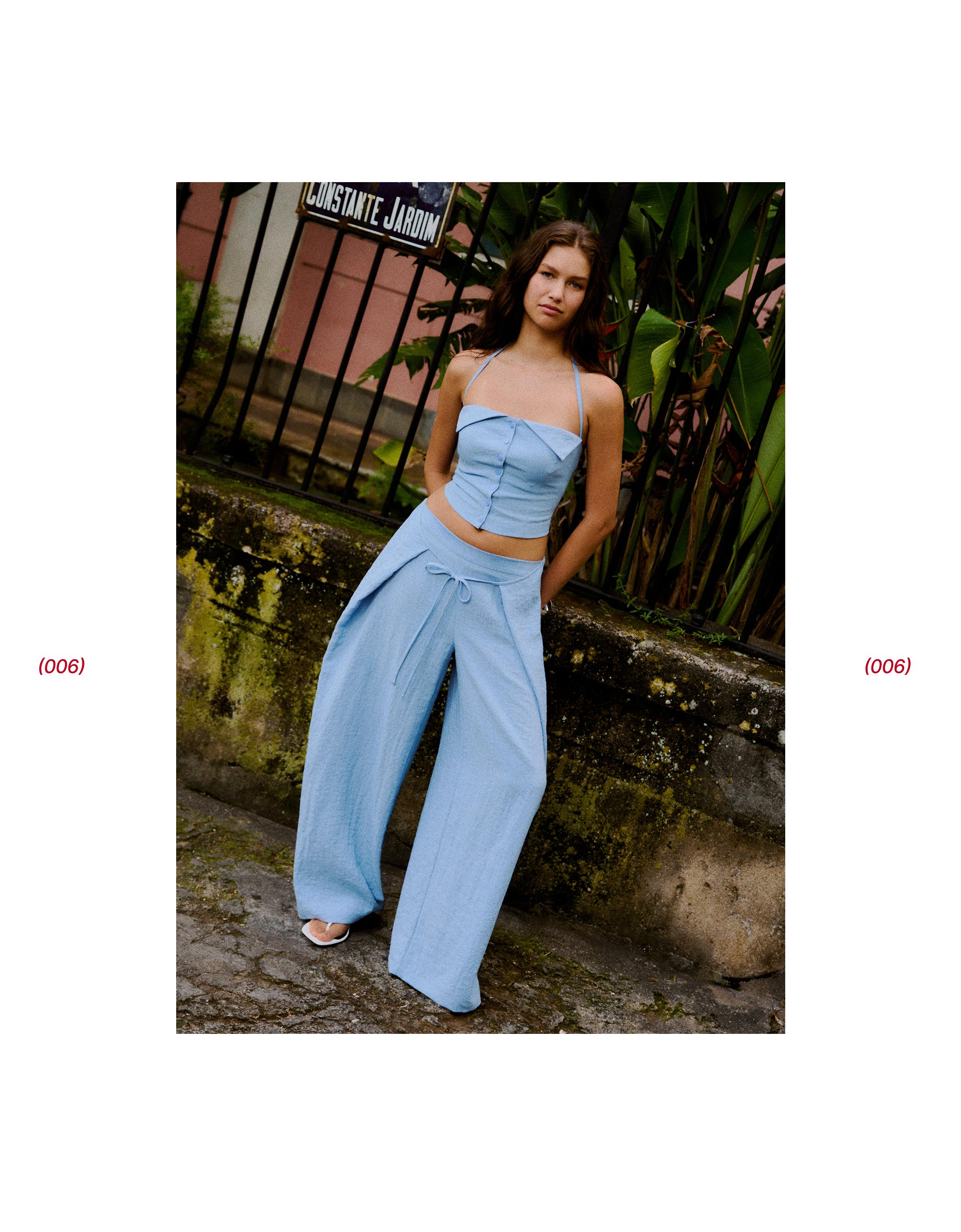 Rustik pilili geniş paça pantolon - Görsel 29