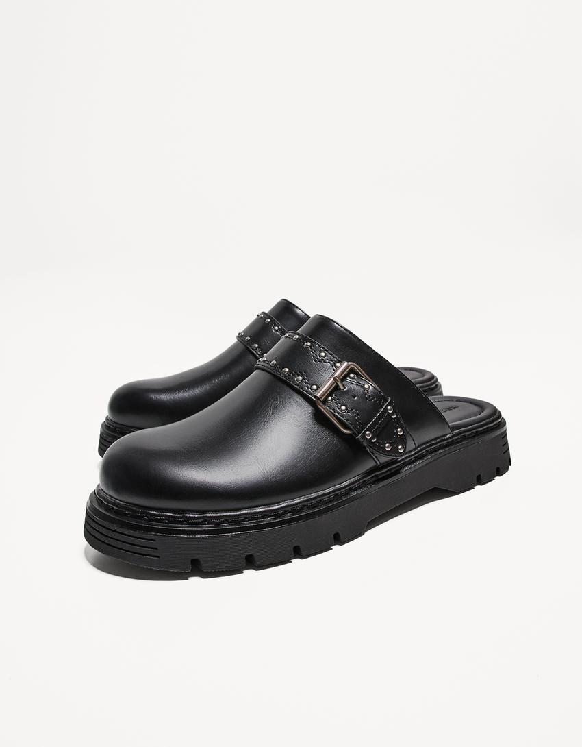 Clogs mit Schnalle-Schwarz-1