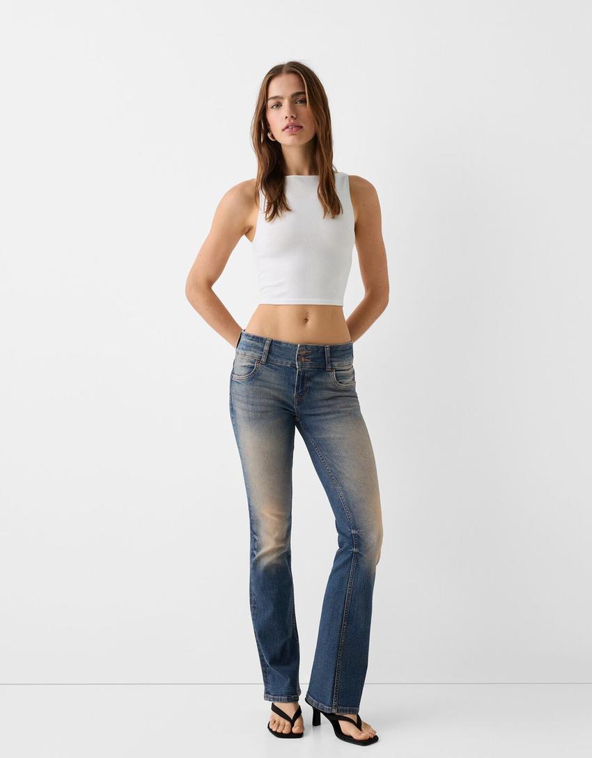 Low waist bootcut jeans-Blauw-0