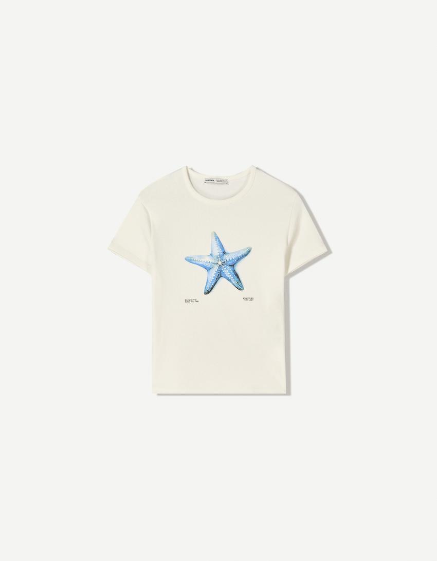 Short sleeve T-shirt with print-White-3
