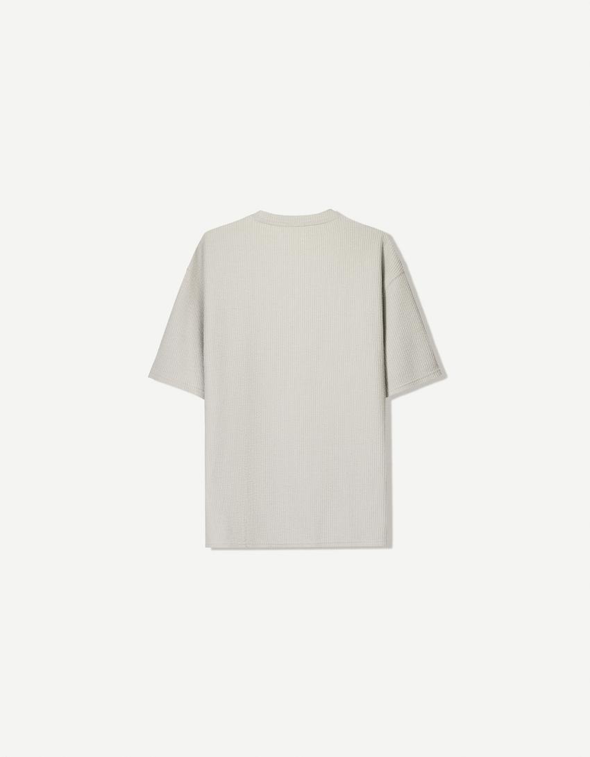 Short sleeve seersucker T-shirt-Grey