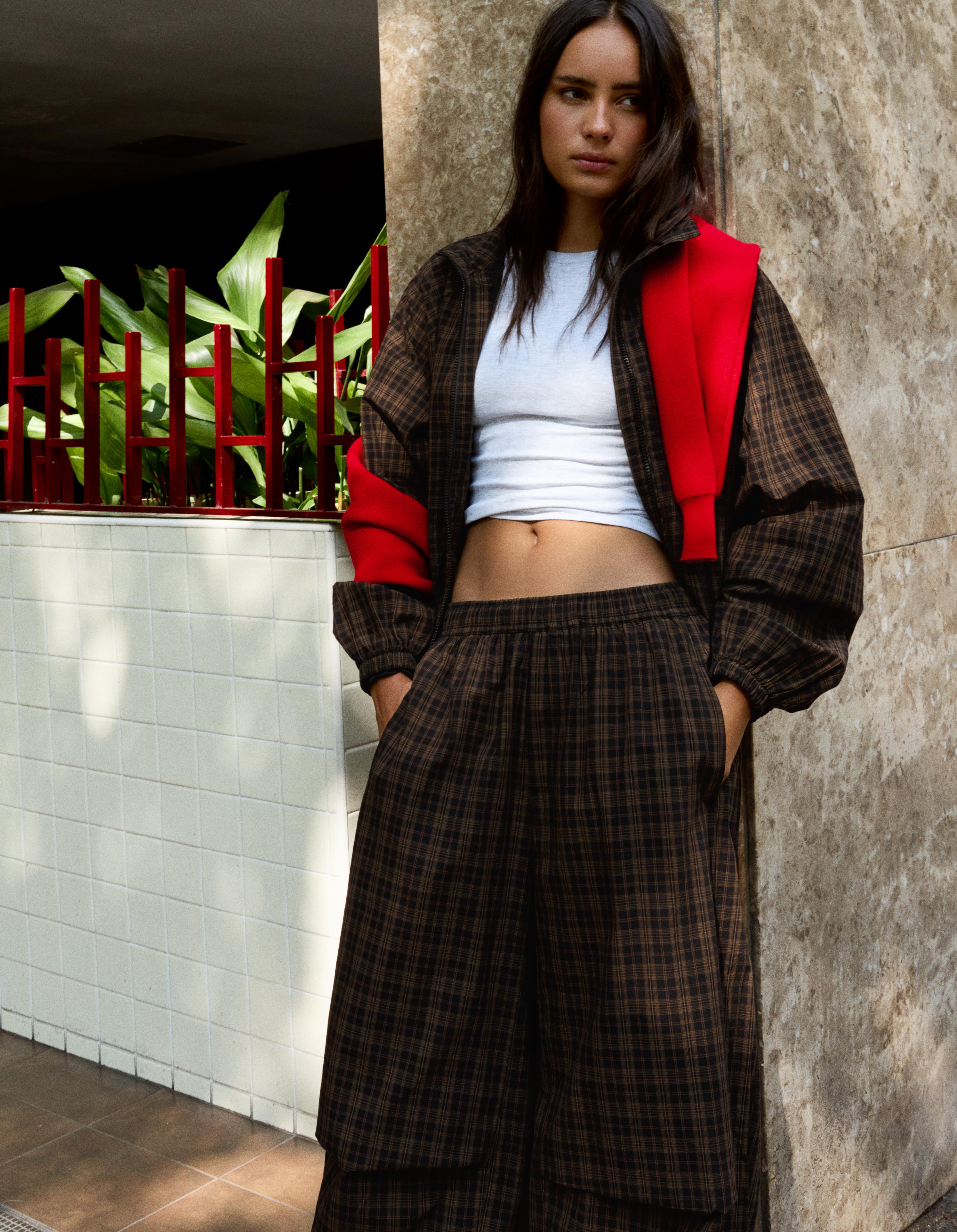 Lightweight check jacket — Brown