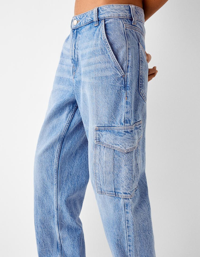 بنطال جينز كارغو بقصّة مستقيمة-أزرق فاتح-5