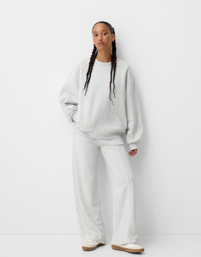Oversize-Sweatshirt mit Seitentaschen-Grau-3