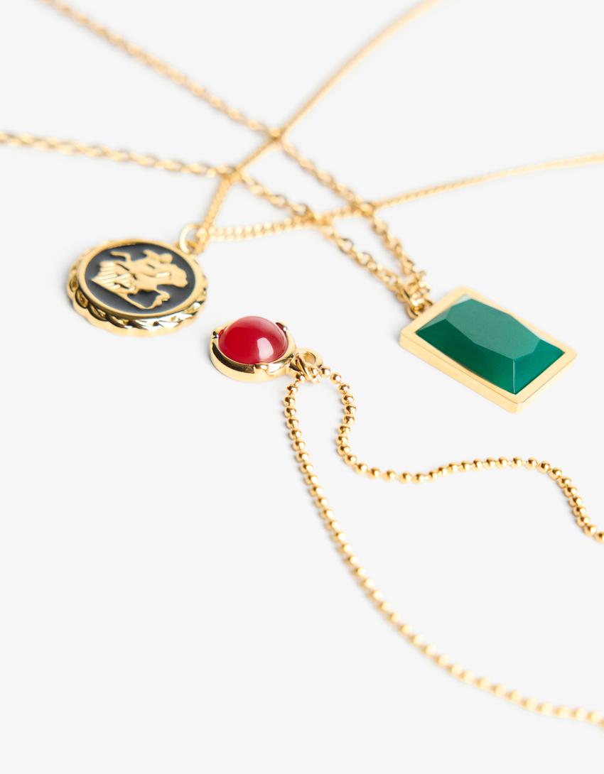 Stalen ketting met hangers-Goud