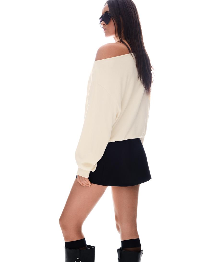 Pull maille clous-Écru