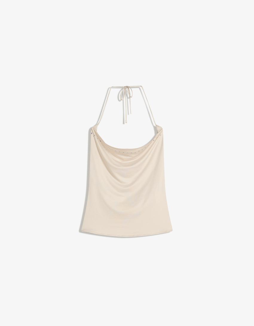 Draperad topp med nitar-Sand