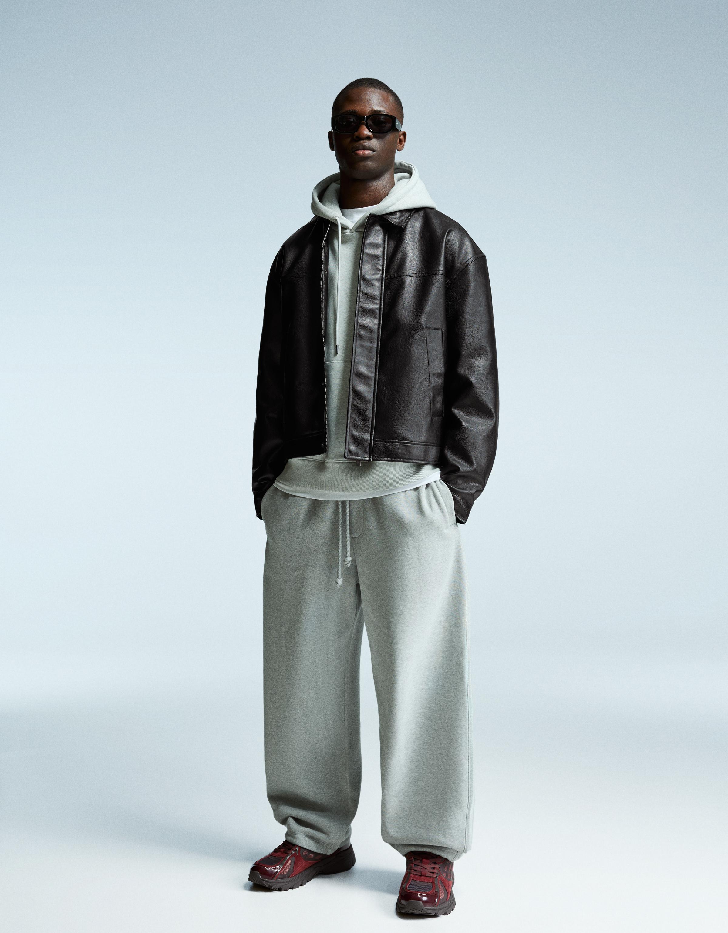 Suni deri boxy fit ceket - Görsel 2