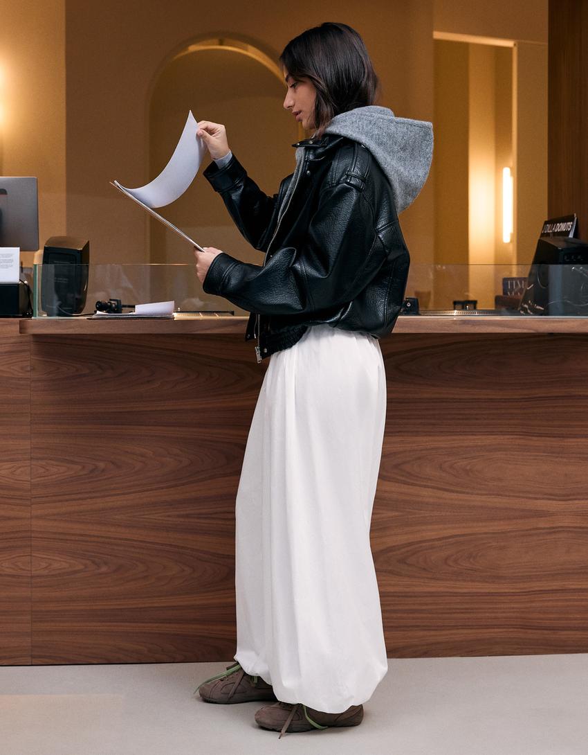 Pantalón bloomer popelín-Blanco