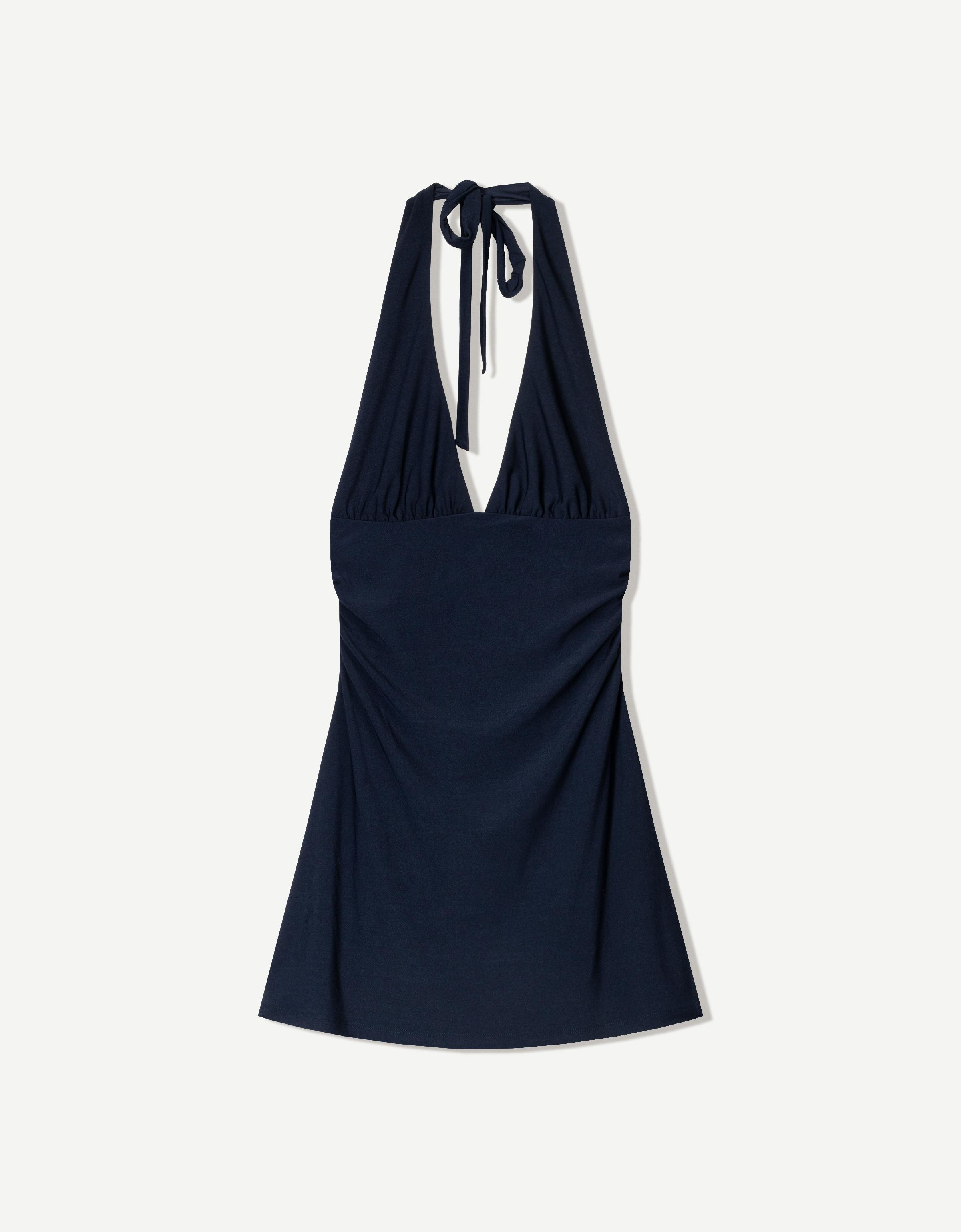 Sukienka mini z dekoltem halter - Kobieta | Bershka