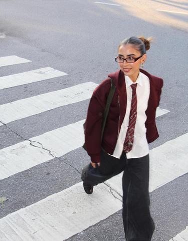 Neoprene-effect oversize zip-up sweatshirt