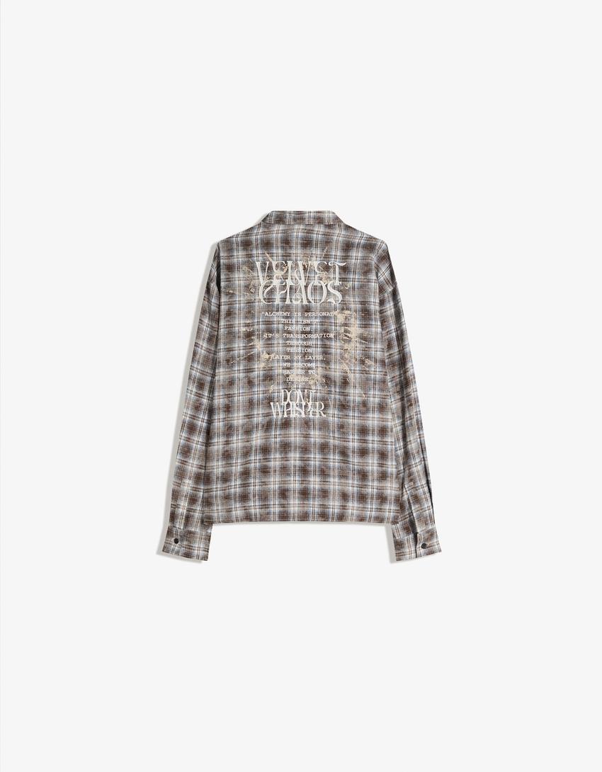 Camisa oversize cuadros-Azul claro