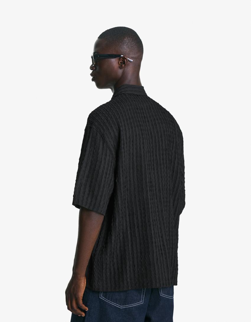 Camisa manga corta rústica-Negro-1