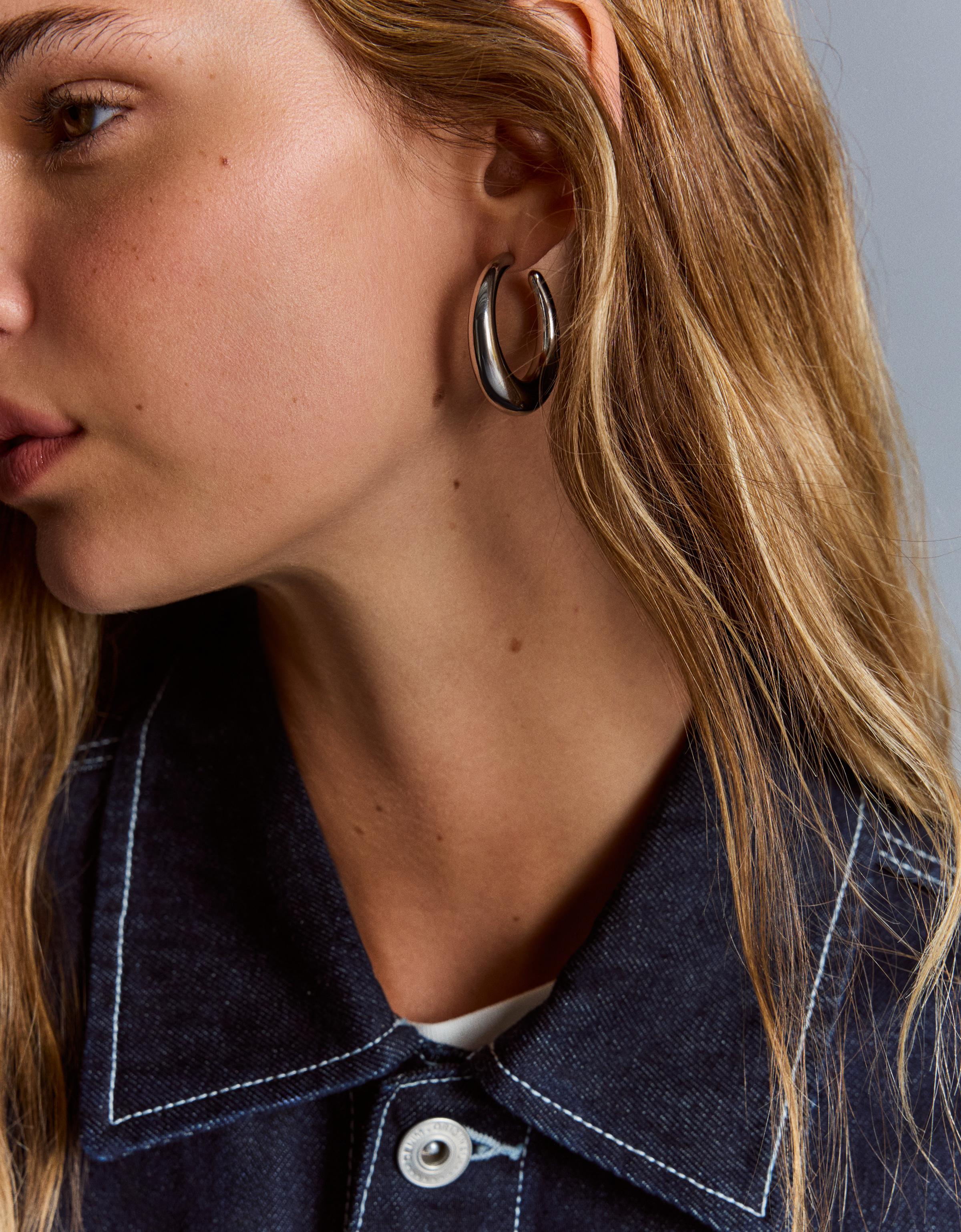 Bershka 3er-Pack Creolen Damen Silber