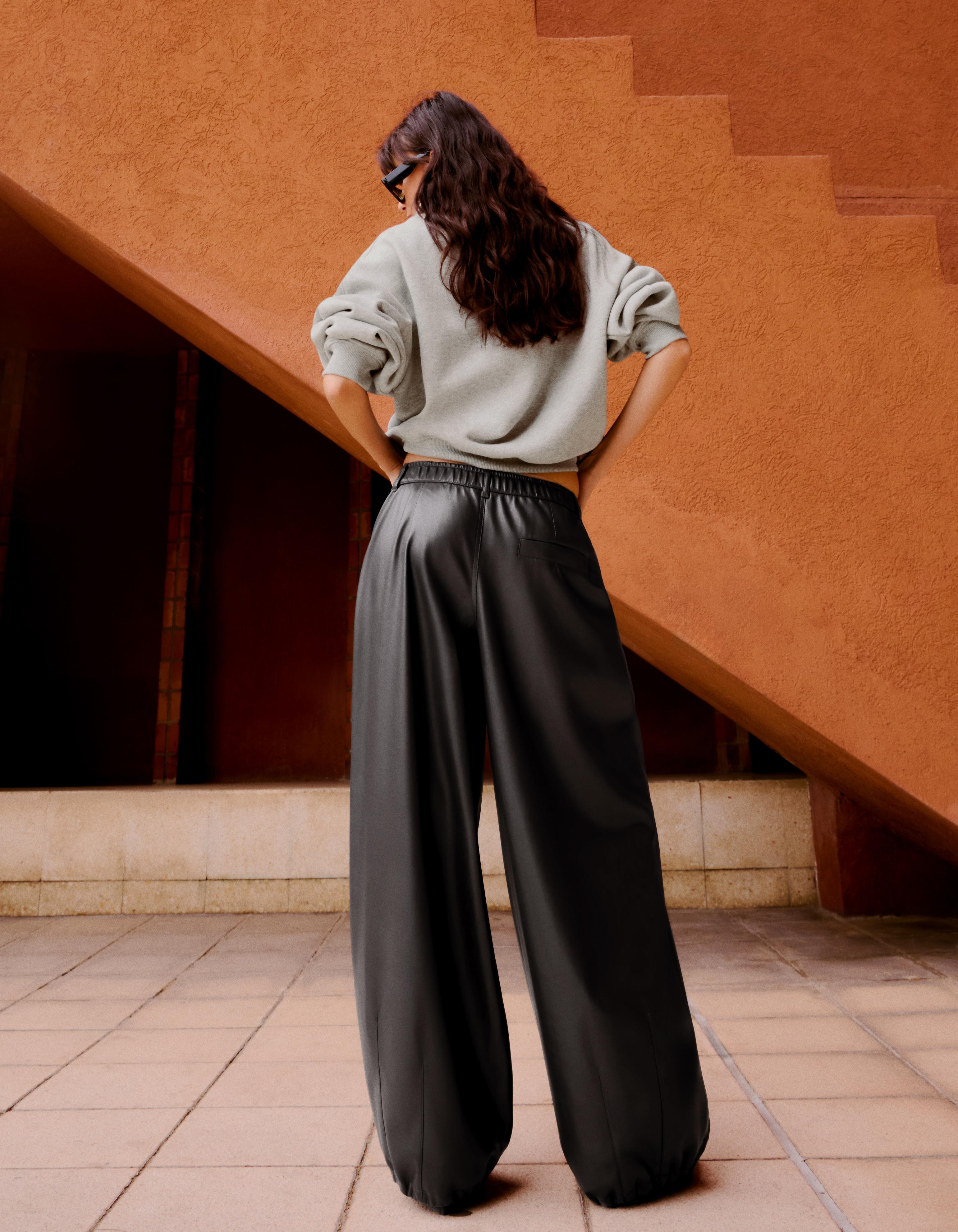 Sarouel trousers leather effect — Grey