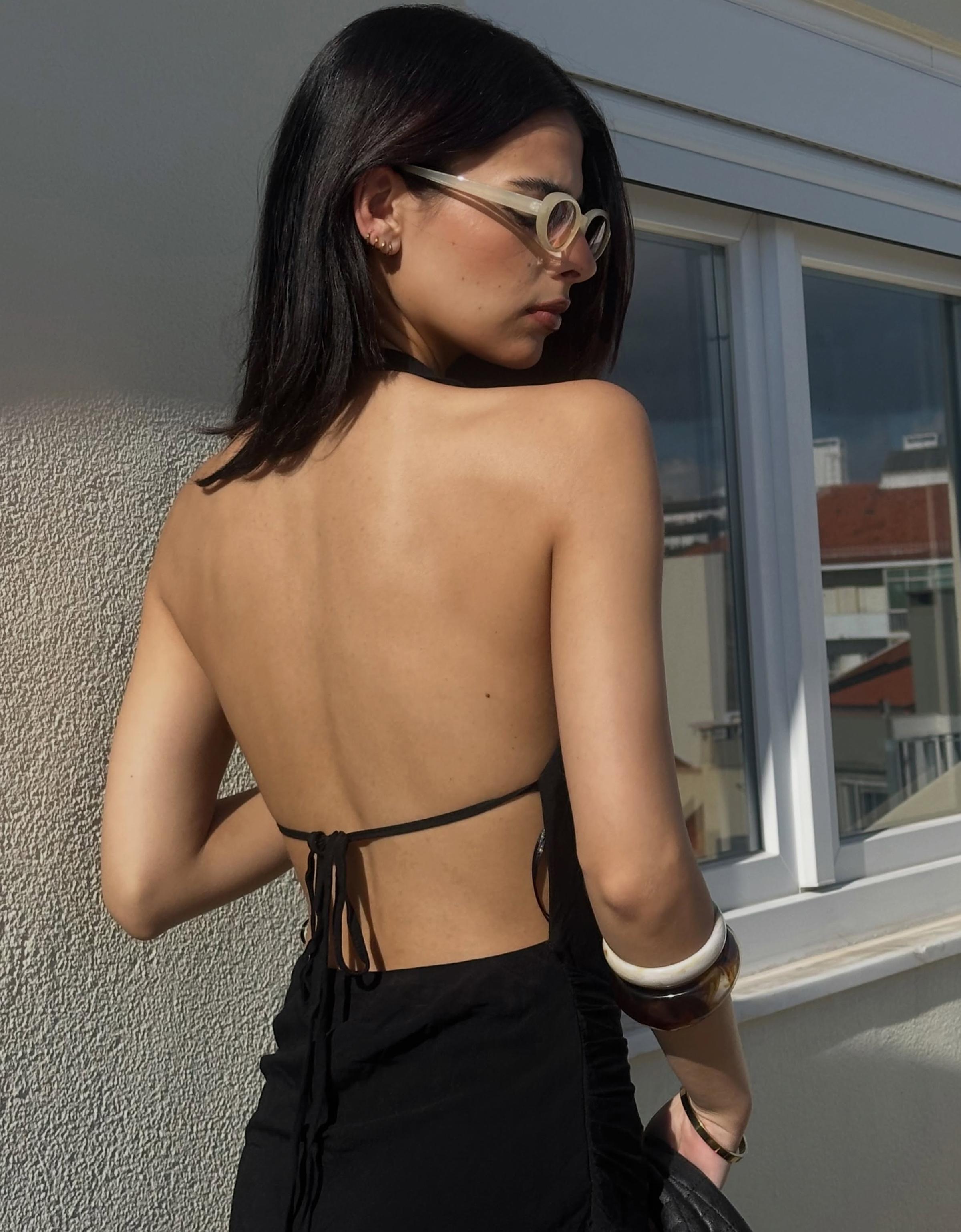Draped mini dress — Black