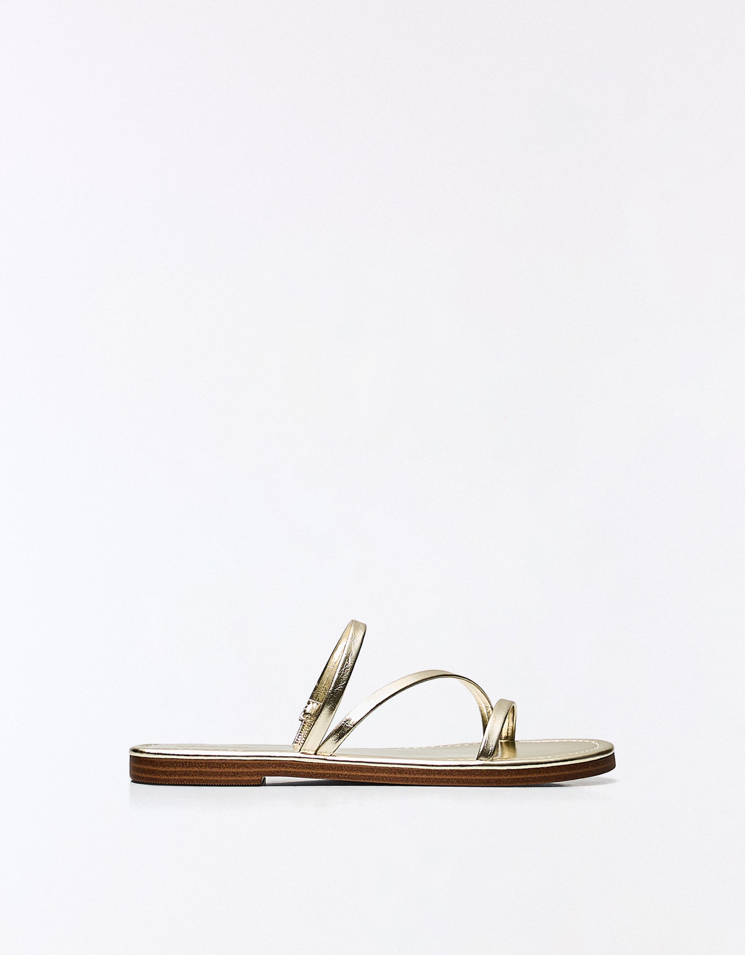 Multi-strap flat slider sandals — Gold