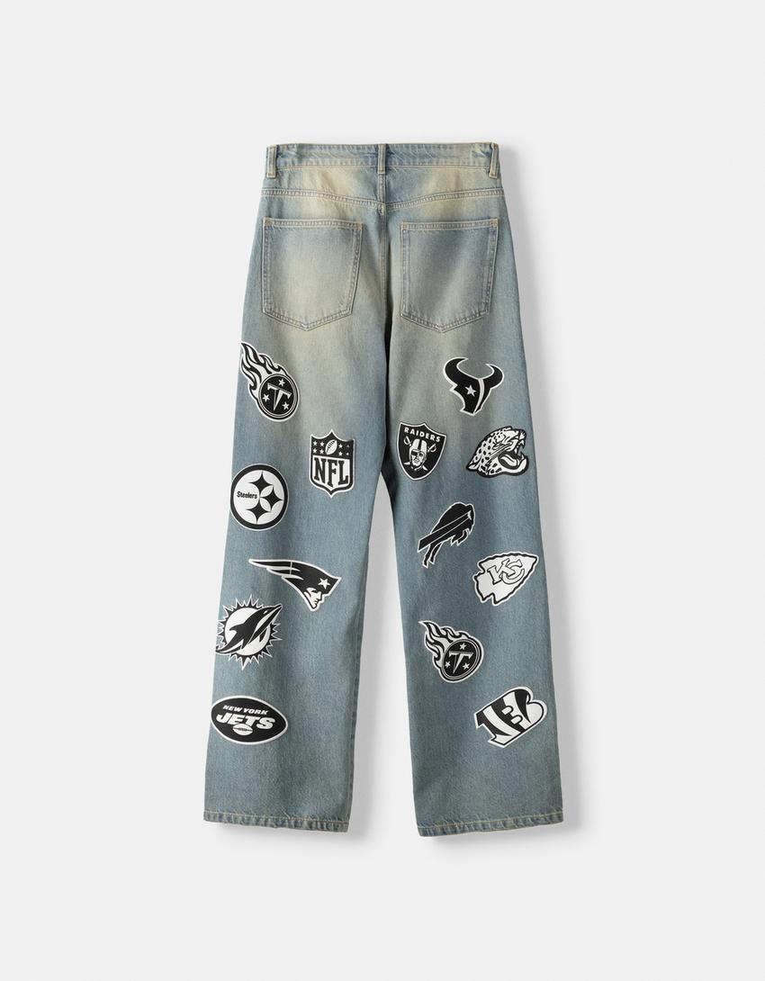 Jeans NFL baggy estampado-Azul lavado-5