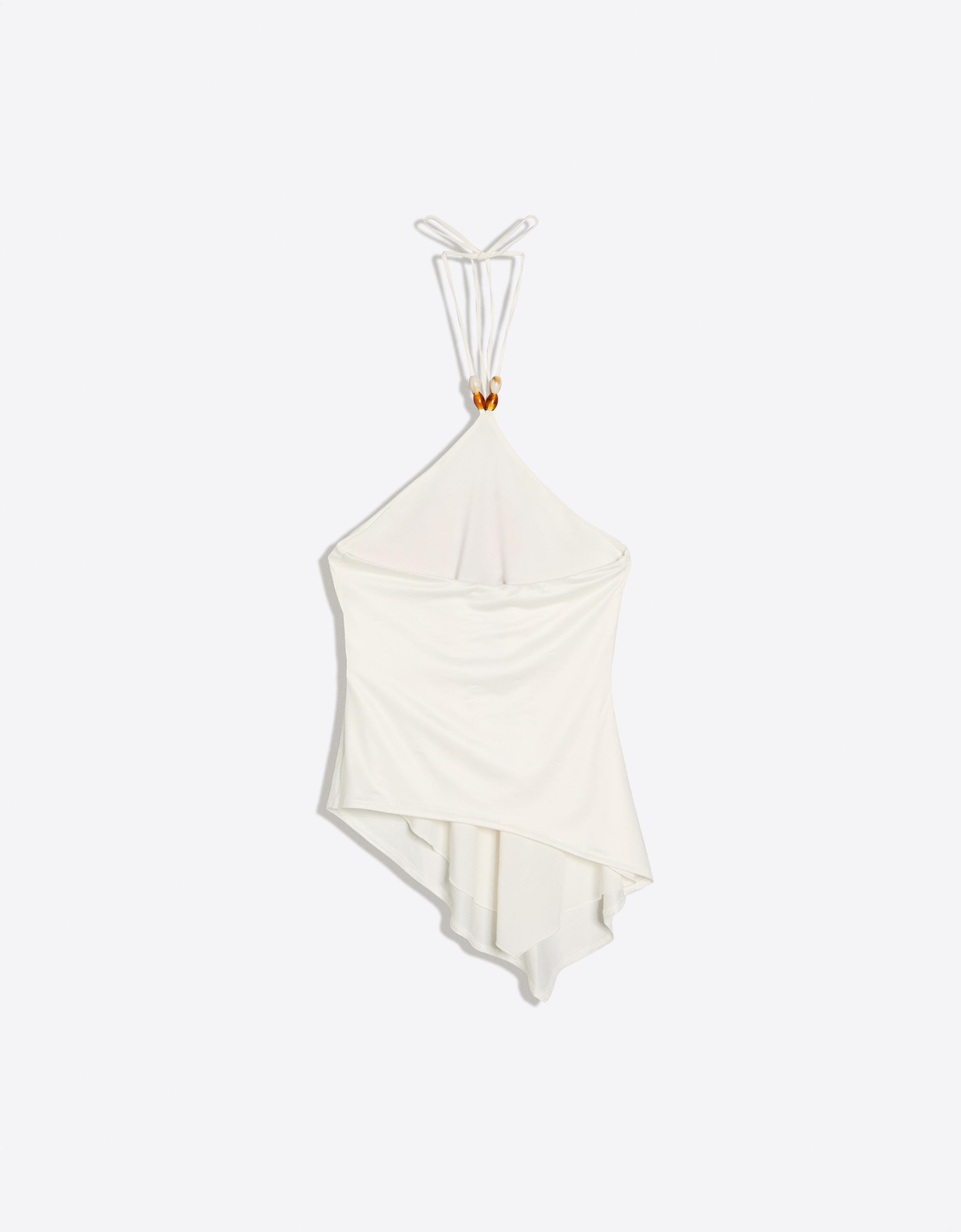 Halter neck print top — Off white