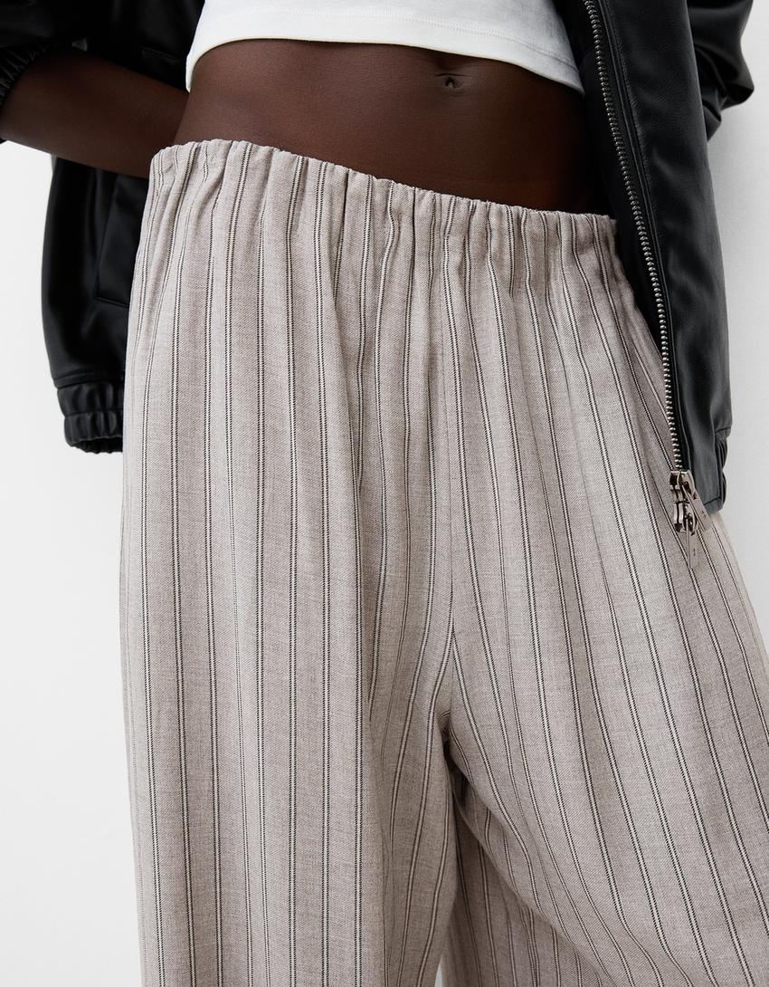 Wide-leg trousers-Grey-4