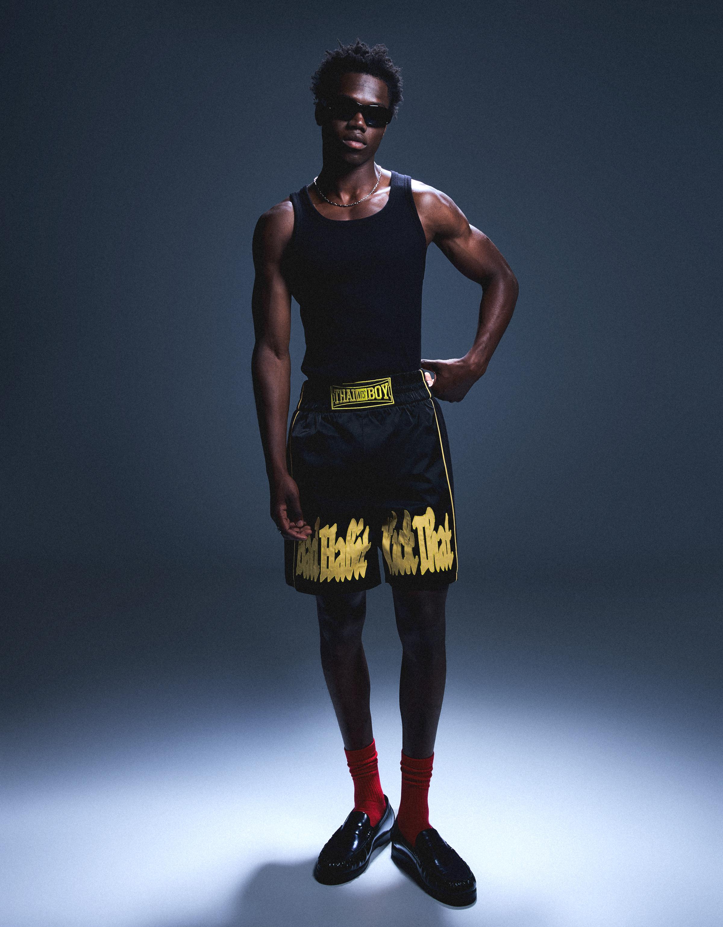 Bershka Bermuda Boxy Nts X Thaiboy Digital Hombre L Negro