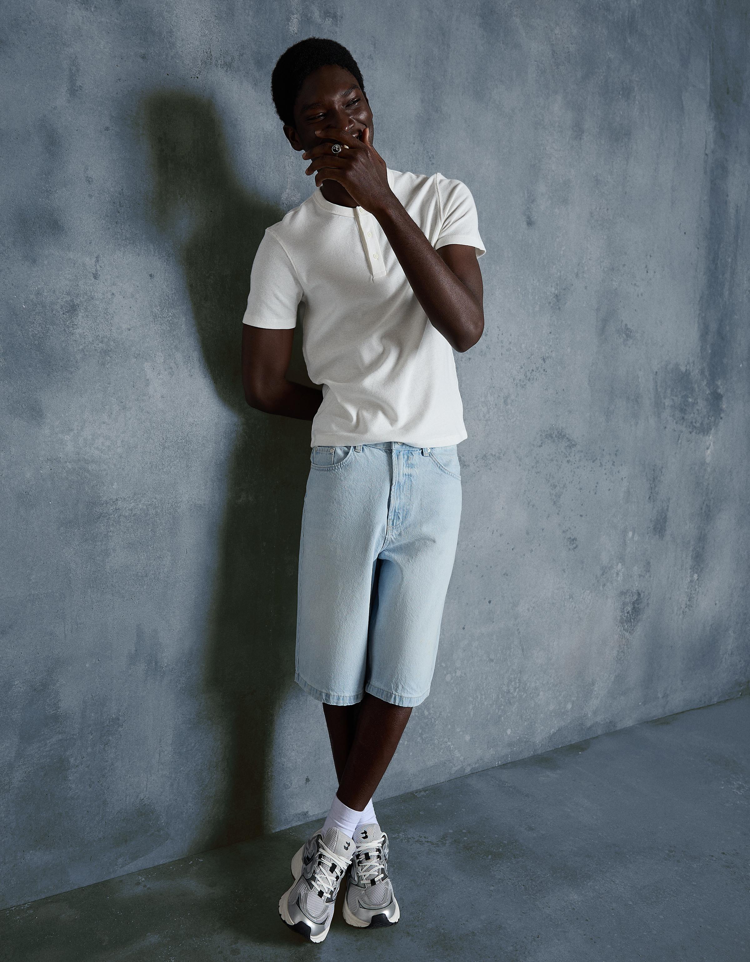 Baggy fit denim bermuda - Görsel 166