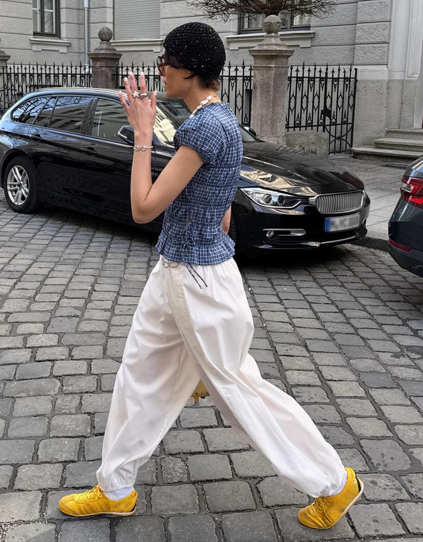 Short sleeve shirt with ties-Dark blue