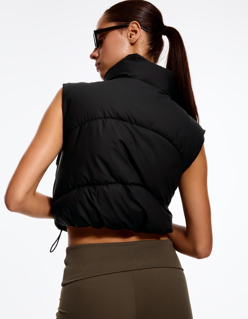 Chaleco cropped acolchado-Negro