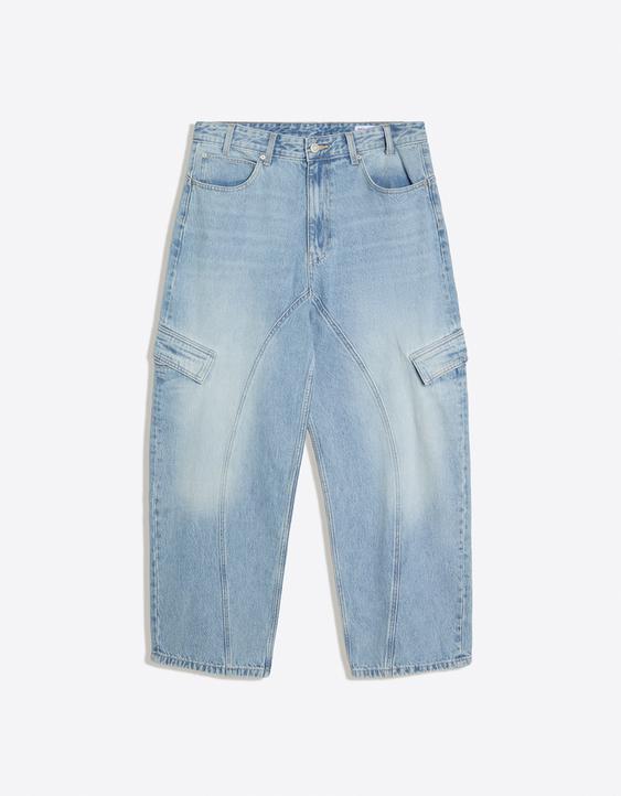 Jeansy cargo o kroju neobarrel