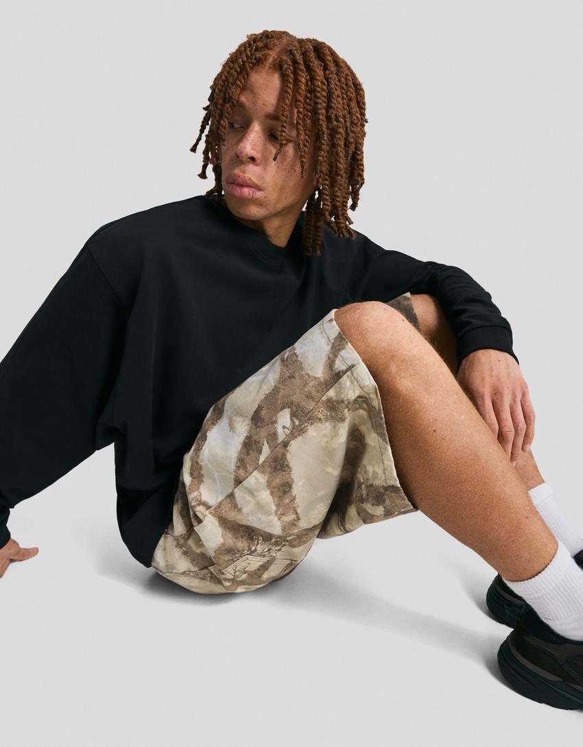 Bermuda baggy print-Verde